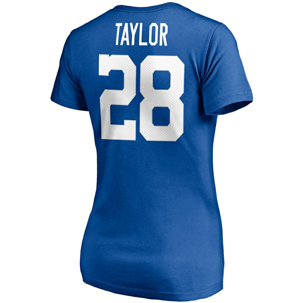 Fanatics Jonathan Taylor Indianapolis Colts Women's Player Icon Name & Number V-Neck T-Shirt Royal