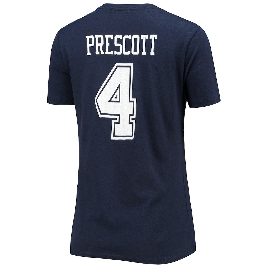 Fanatics Dak Prescott Dallas Cowboys Women's Player Icon Name & Number V-Neck T-Shirt Navy