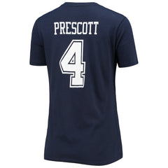 Fanatics Dak Prescott Dallas Cowboys Women's Player Icon Name & Number V-Neck T-Shirt Navy