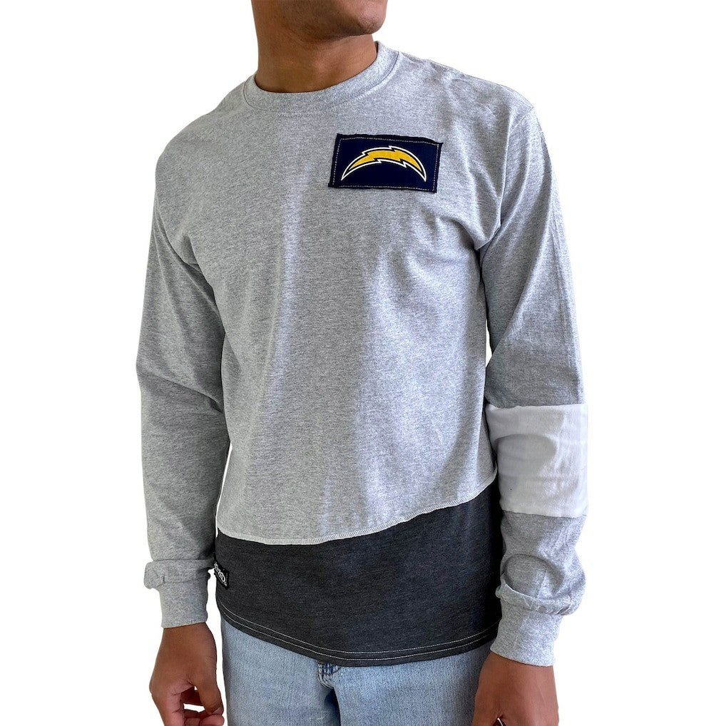 Los Angeles Chargers Refried Apparel Sustainable Angle Long Sleeve T-Shirt Gray