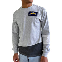 Los Angeles Chargers Refried Apparel Sustainable Angle Long Sleeve T-Shirt Gray