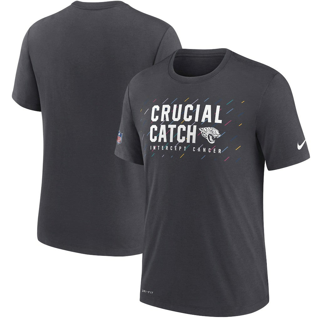 Nike Jacksonville Jaguars NFL Crucial Catch Performance T-Shirt Charcoal
