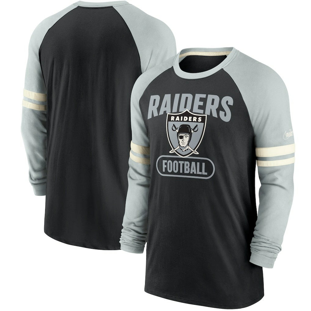 Nike Las Vegas Raiders Throwback Raglan Long Sleeve T-Shirt Black/Silver