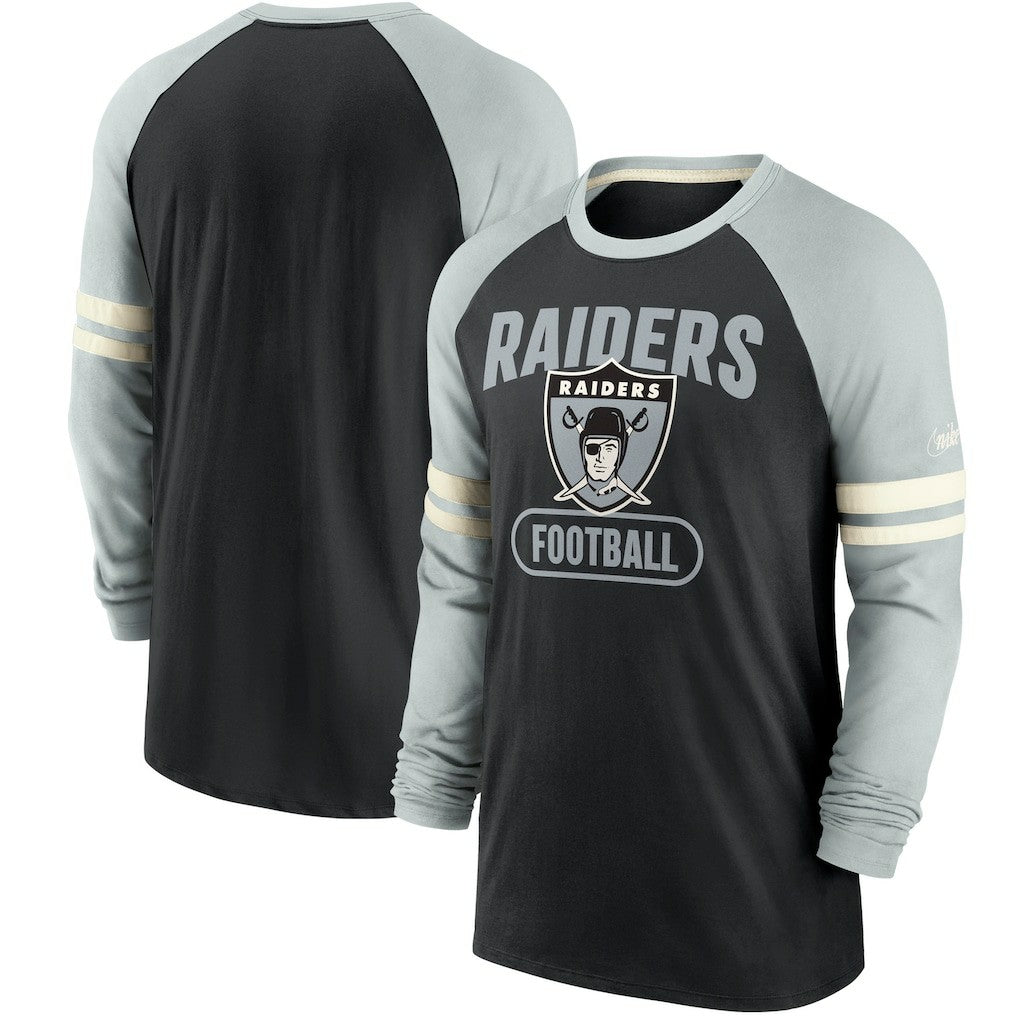 Nike Las Vegas Raiders Throwback Raglan Long Sleeve T-Shirt Black/Silver