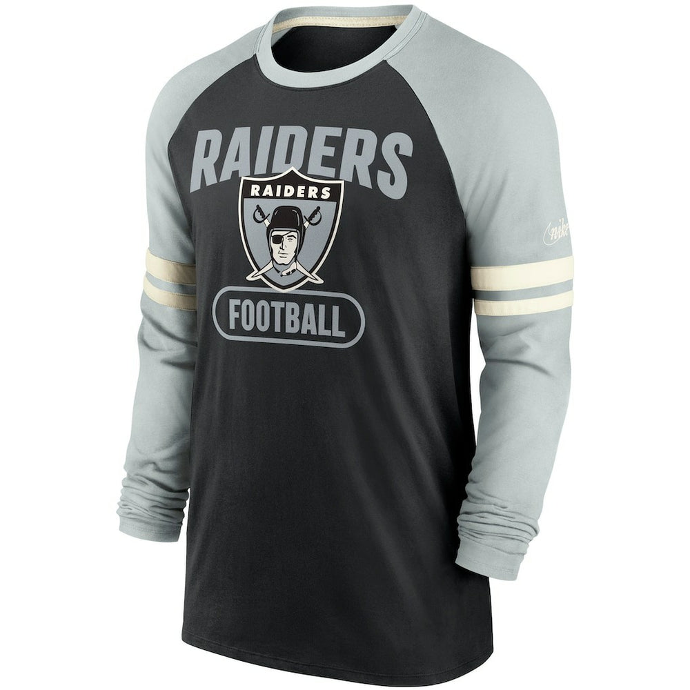 Nike Las Vegas Raiders Throwback Raglan Long Sleeve T-Shirt Black/Silver