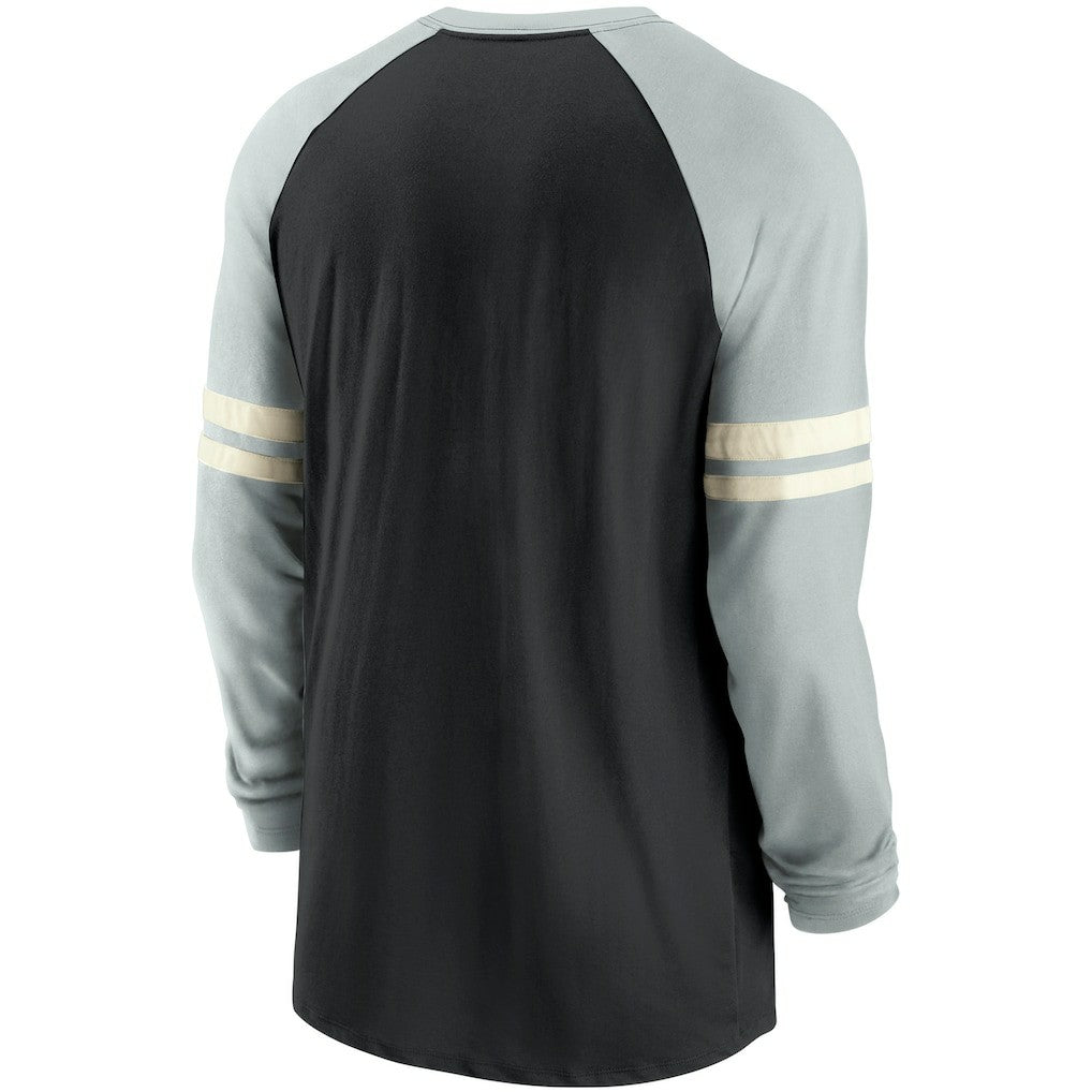 Nike Las Vegas Raiders Throwback Raglan Long Sleeve T-Shirt Black/Silver
