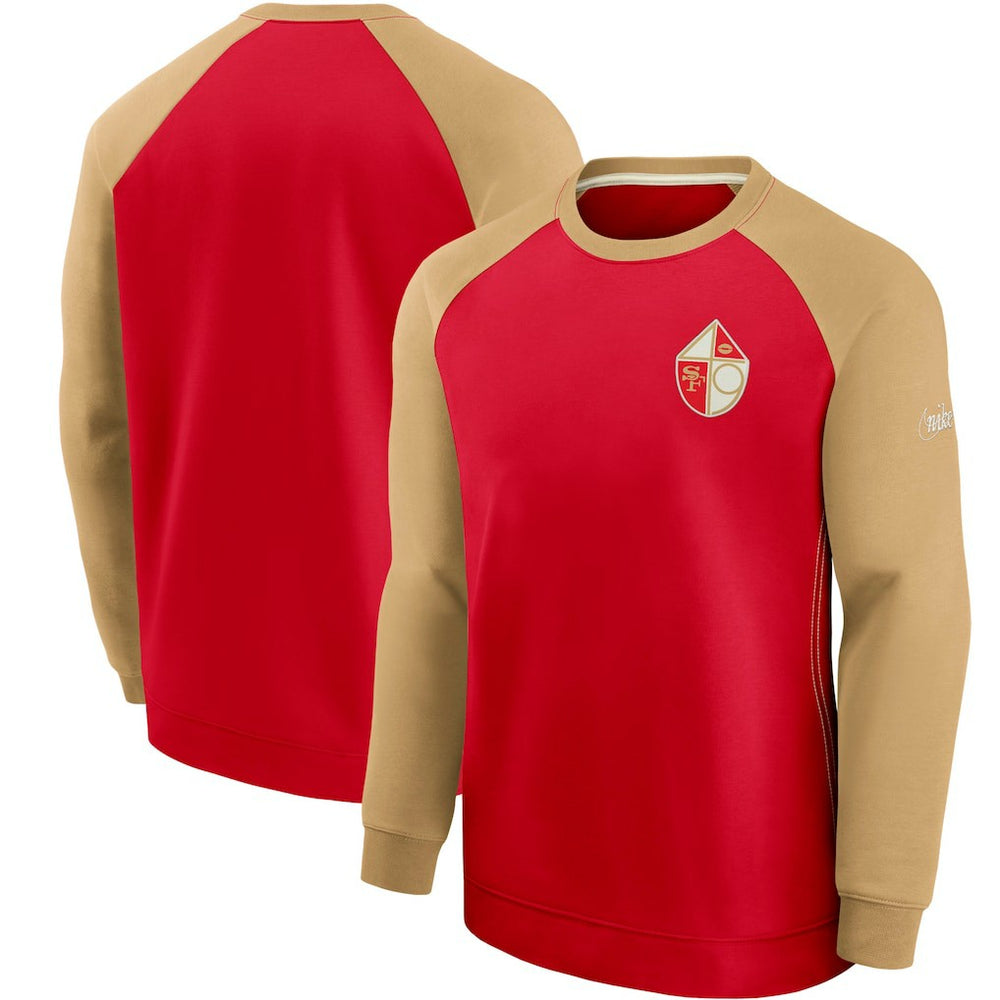 Nike San Francisco 49ers Historic Raglan Crew Performance Sweater Scarlet/Gold