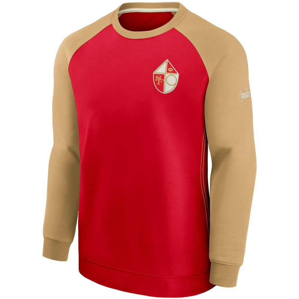 Nike San Francisco 49ers Historic Raglan Crew Performance Sweater Scarlet/Gold