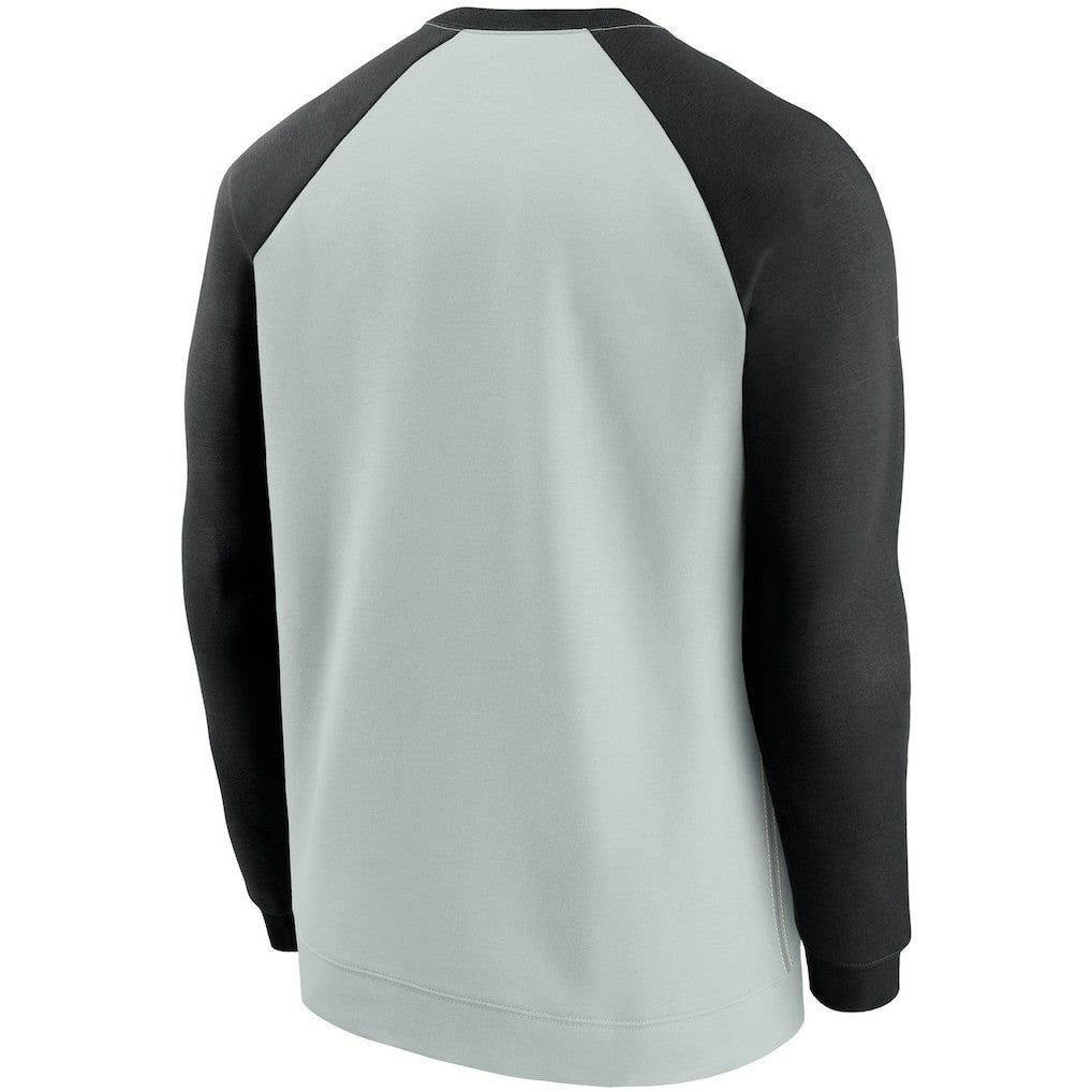 Nike Las Vegas Raiders Historic Raglan Crew Performance Sweater Silver/Black