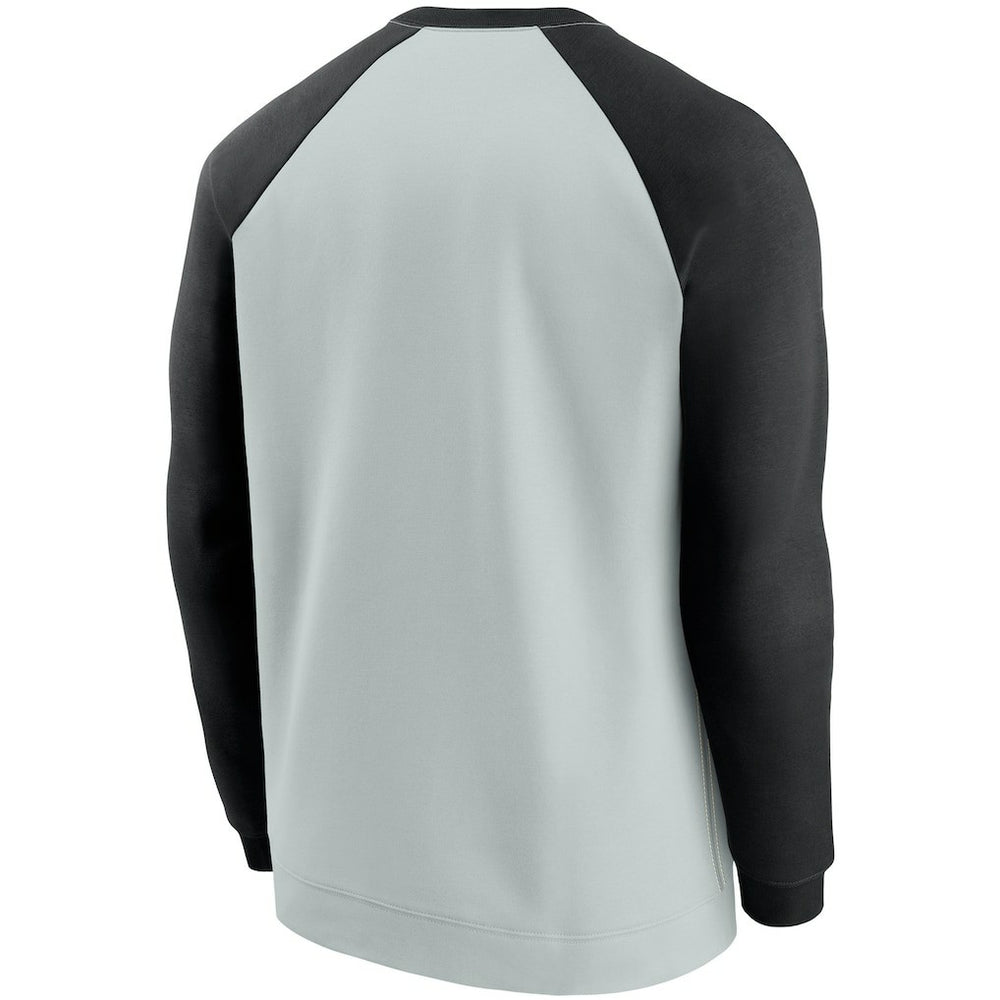 Nike Las Vegas Raiders Historic Raglan Crew Performance Sweater Silver/Black