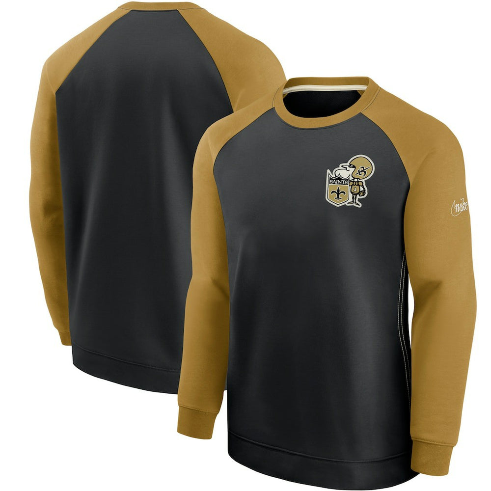 Nike New Orleans Saints Historic Raglan Performance Pullover Sweater Black/Gold