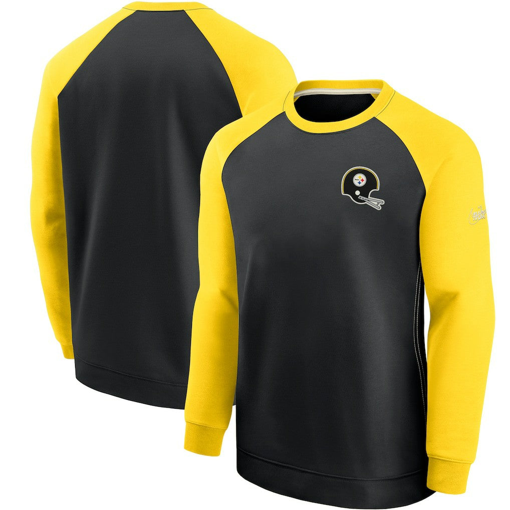 Nike Pittsburgh Steelers Historic Raglan Crew Performance Sweater Black/Gold