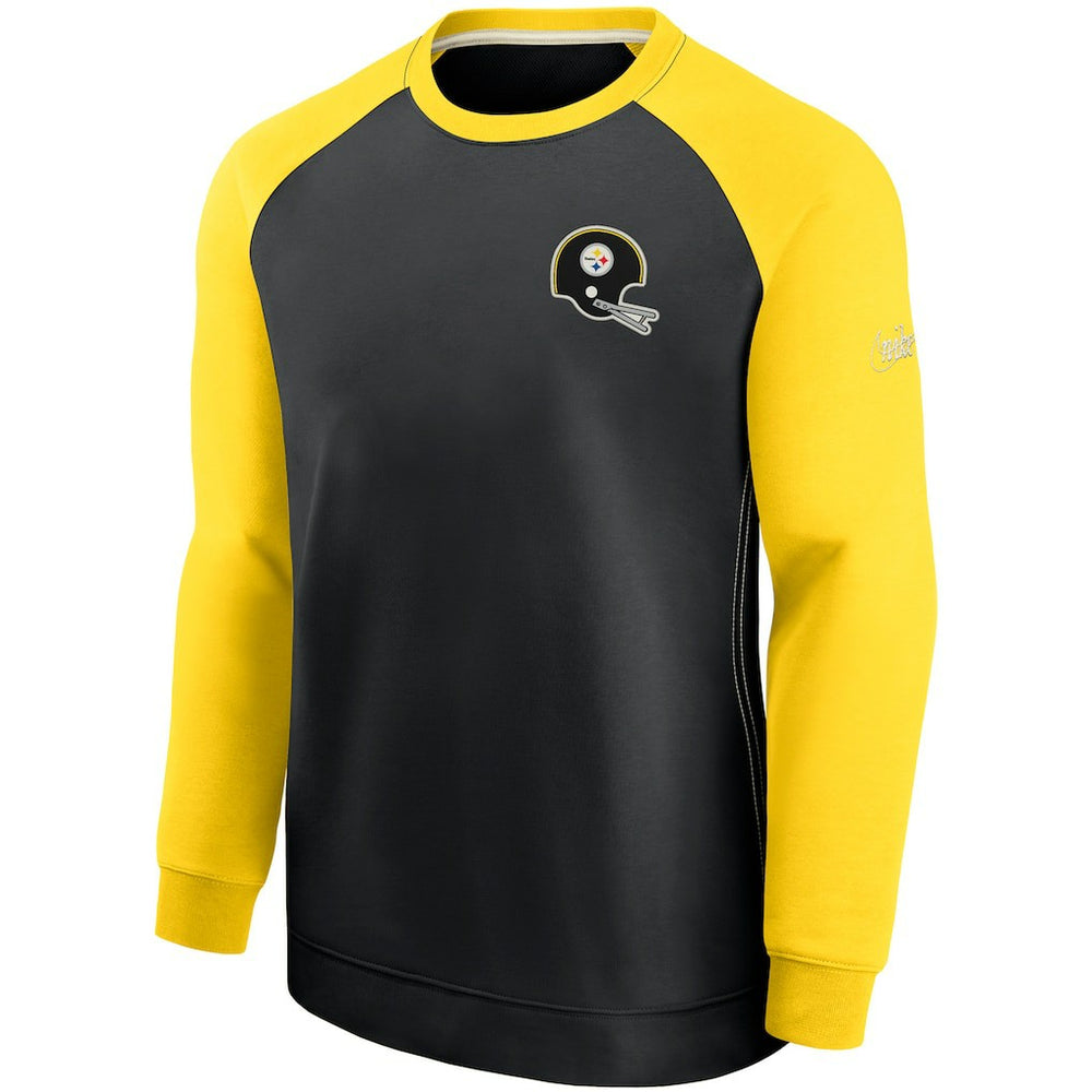 Nike Pittsburgh Steelers Historic Raglan Crew Performance Sweater Black/Gold