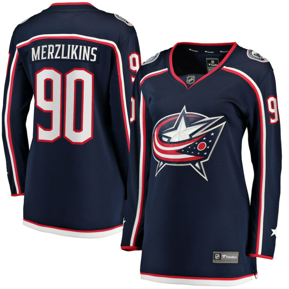Elvis Merzlikins Columbus Blue Jackets Fanatics Women's Home Breakaway Jersey - Navy - NHL 4184598