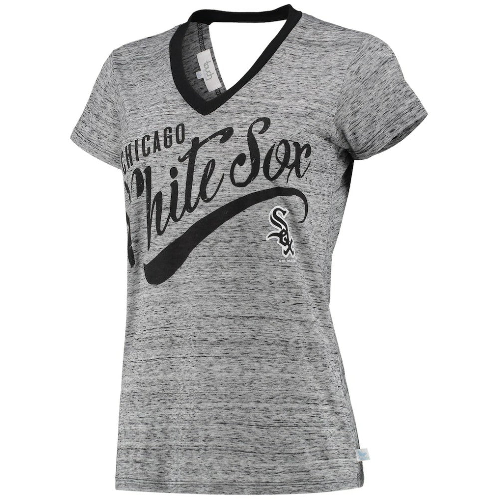 Chicago White Sox Touch Women's Hail Mary V-Neck Back Wrap T-Shirt - Black - MLB Lifestyle