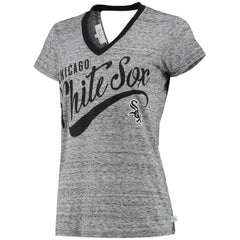Chicago White Sox Touch Women's Hail Mary V-Neck Back Wrap T-Shirt - Black - MLB Lifestyle