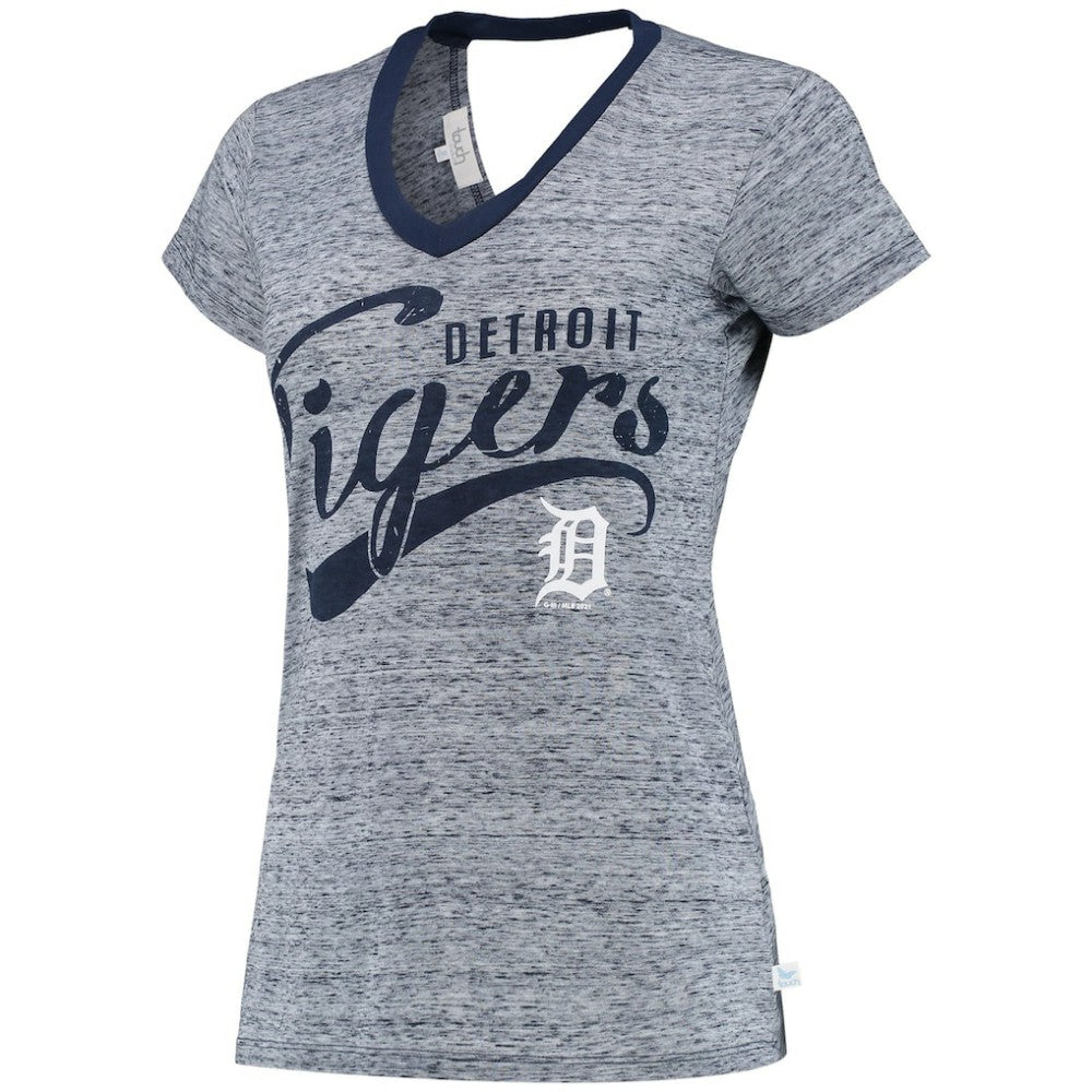 Detroit Tigers Touch Women's Hail Mary V-Neck Back Wrap T-Shirt - Navy - MLB on Sale