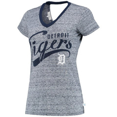Detroit Tigers Touch Women's Hail Mary V-Neck Back Wrap T-Shirt - Navy - MLB on Sale