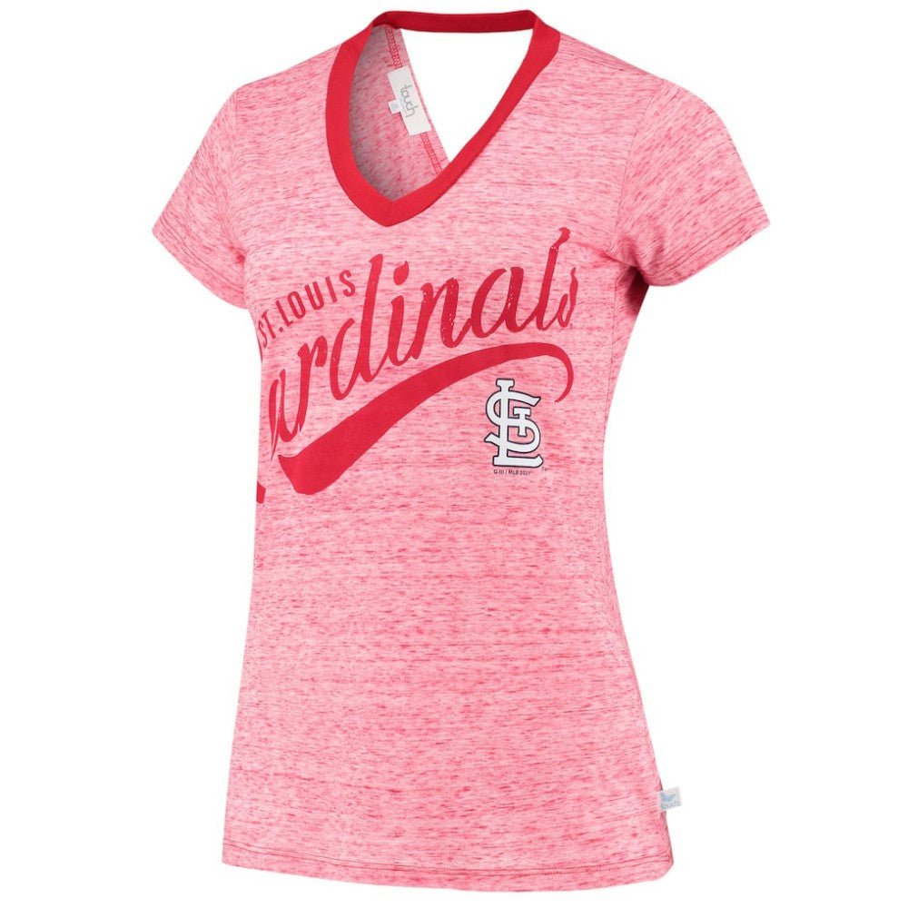 St. Louis Cardinals Touch Women's Hail Mary V-Neck Back Wrap T-Shirt - Red - MLB Sale