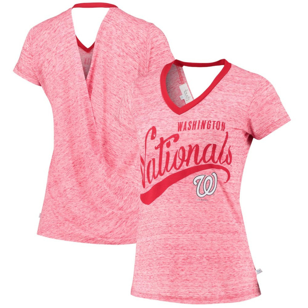 Washington Nationals Touch Women's Hail Mary V-Neck Back Wrap T-Shirt - Red - MLB Online