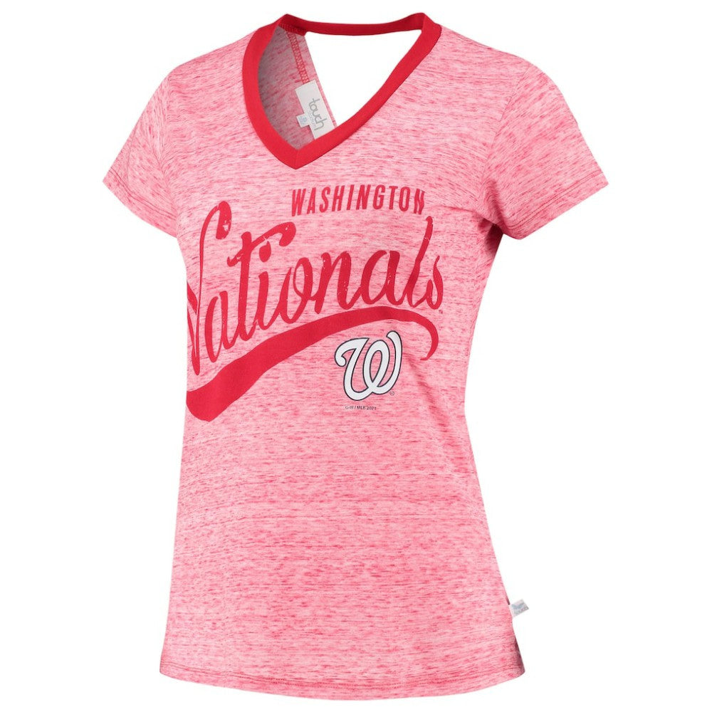 Washington Nationals Touch Women's Hail Mary V-Neck Back Wrap T-Shirt - Red - MLB Online