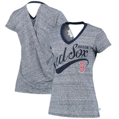 Boston Red Sox Touch Women's Hail Mary V-Neck Back Wrap T-Shirt - Navy - MLB on Sale