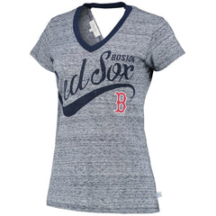 Boston Red Sox Touch Women's Hail Mary V-Neck Back Wrap T-Shirt - Navy - MLB on Sale