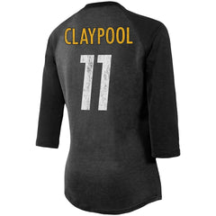 Fanatics Chase Claypool Pittsburgh Steelers Women's Team Player Name & Number Tri-Blend Raglan 3/4-Sleeve T-Shirt Black