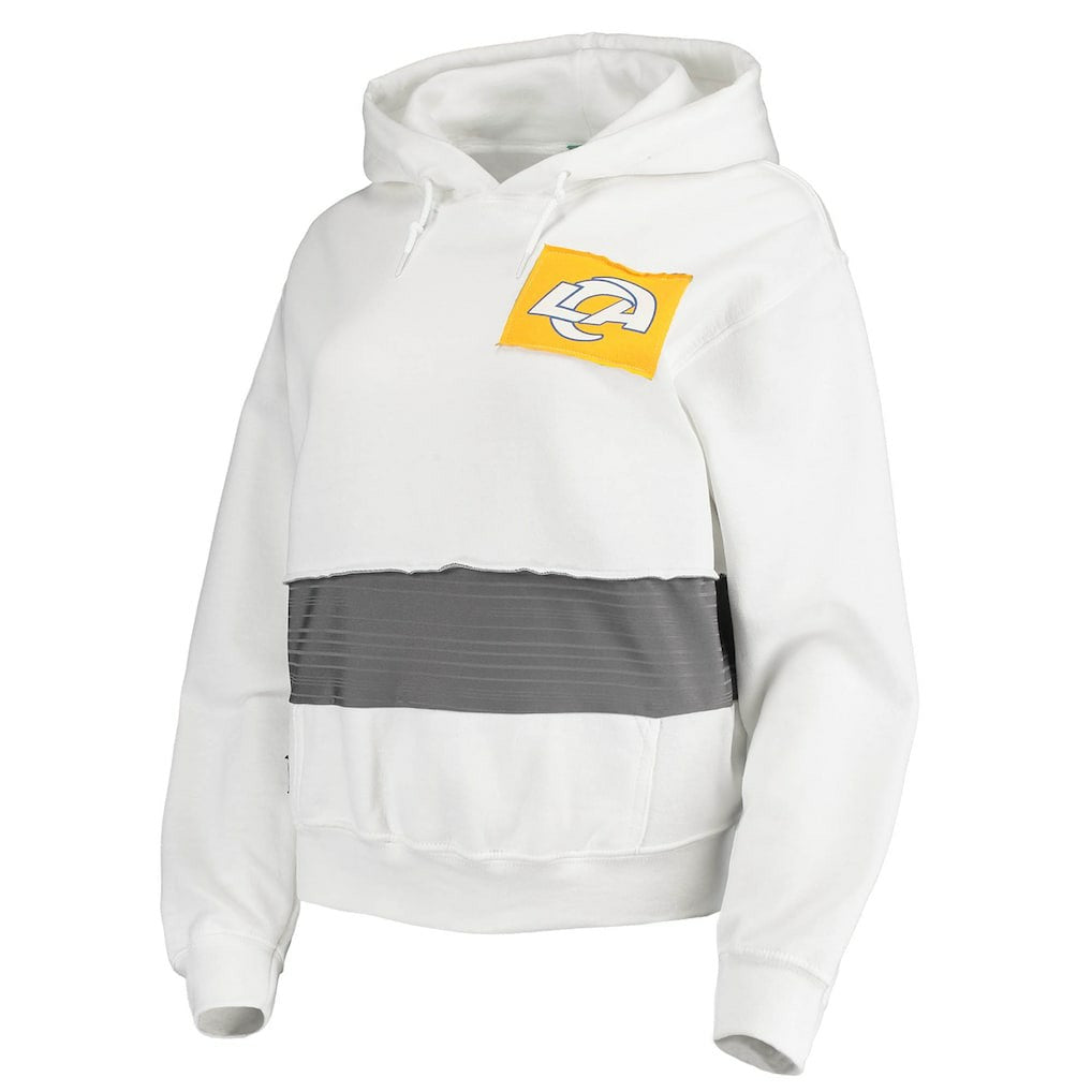 Los Angeles Rams Refried Apparel Women's Sustainable Crop Dolman Pullover Hoodie White