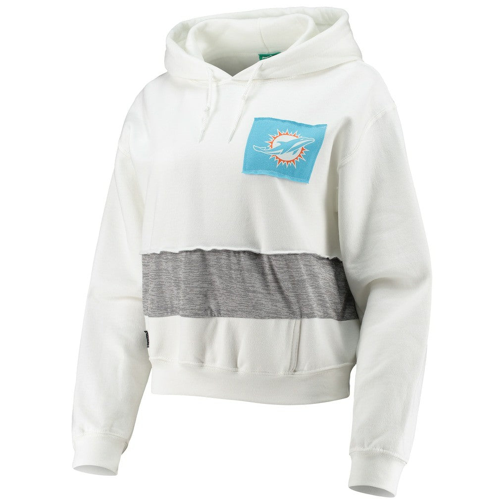 Miami Dolphins Refried Apparel Women's Sustainable Crop Dolman Pullover Hoodie White