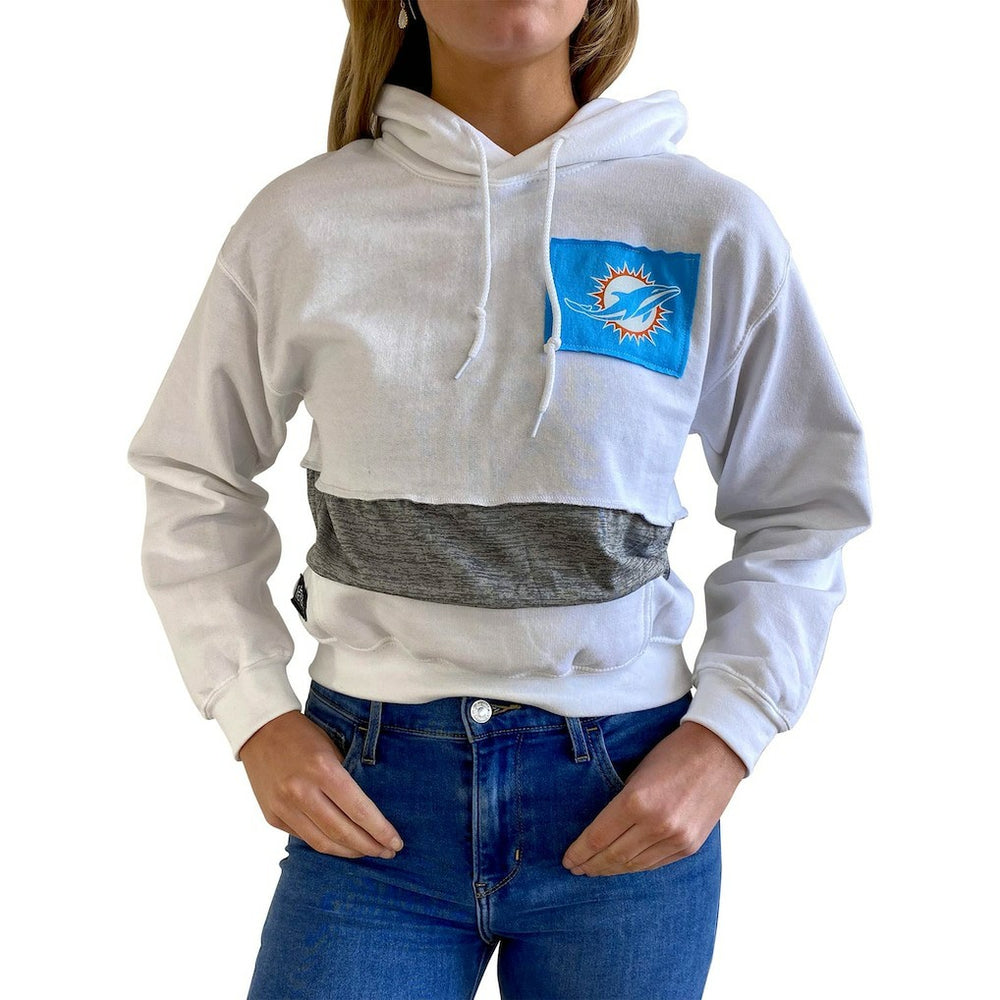Miami Dolphins Refried Apparel Women's Sustainable Crop Dolman Pullover Hoodie White