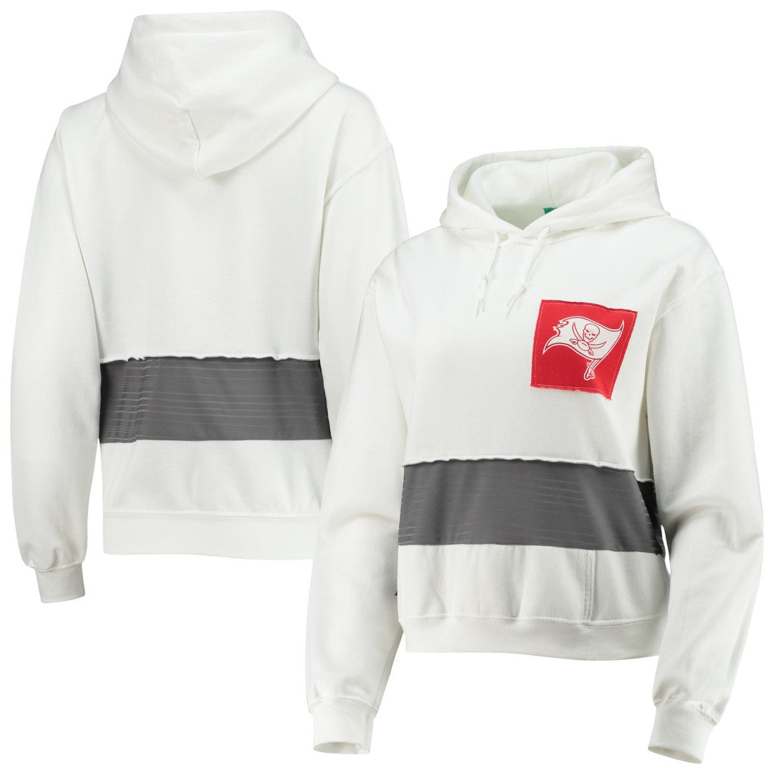 Tampa Bay Buccaneers Refried Apparel Women's Sustainable Crop Dolman Pullover Hoodie White