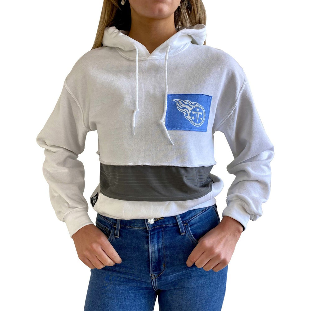 Tennessee Titans Refried Apparel Women's Sustainable Crop Dolman Pullover Hoodie White