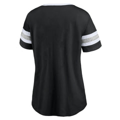 Brooklyn Nets Women's Block Party Striped Sleeve T-Shirt Black/Heathered Gray | Fanatics Lifestyle