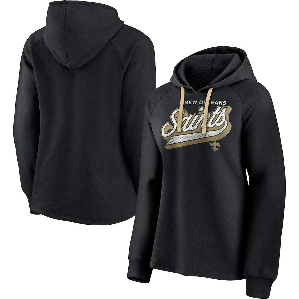 Fanatics New Orleans Saints Women's First Contact Raglan Pullover Hoodie Black
