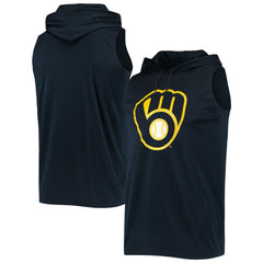 Milwaukee Brewers Stitches Sleeveless Pullover Hoodie - Navy - MLB on Sale
