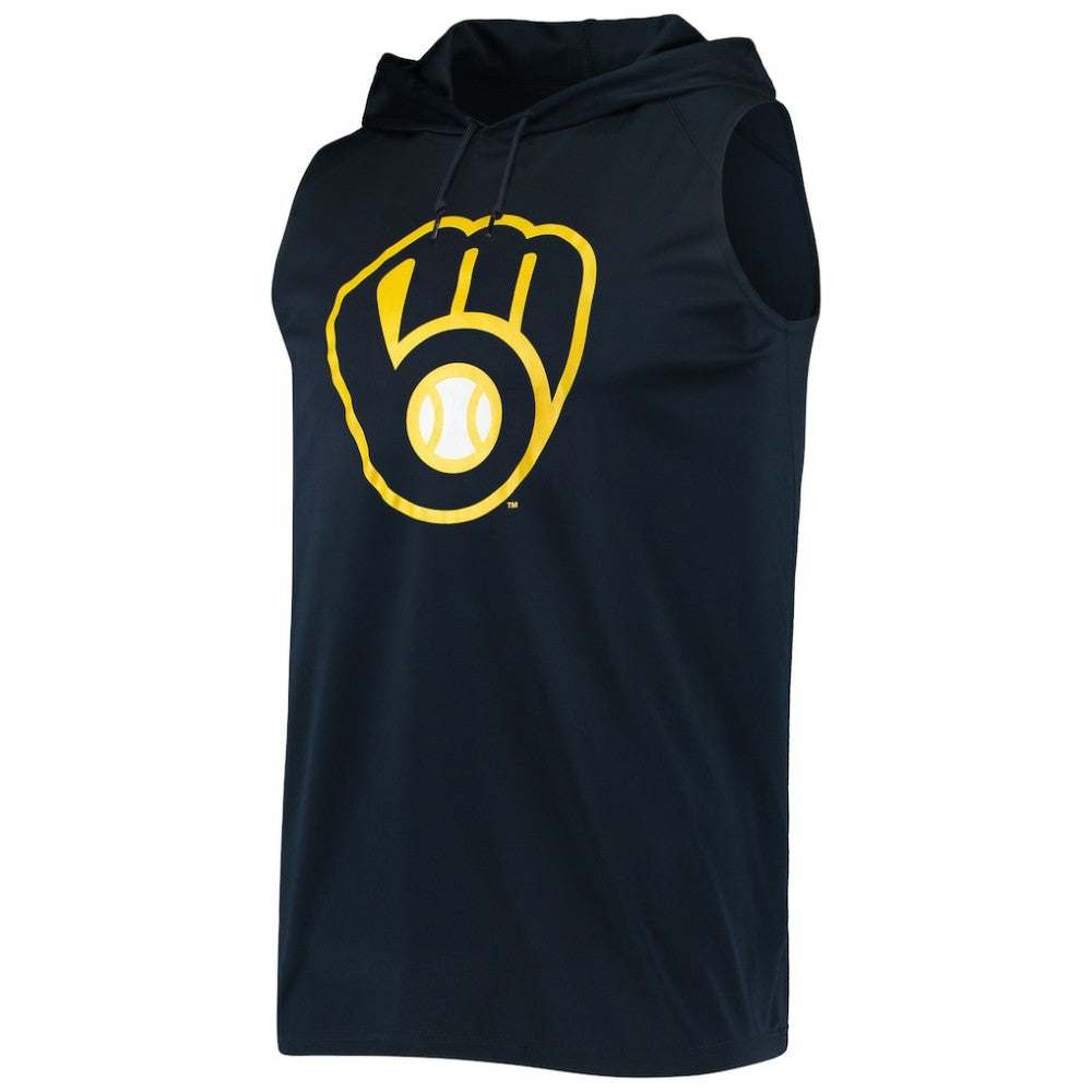 Milwaukee Brewers Stitches Sleeveless Pullover Hoodie - Navy - MLB on Sale
