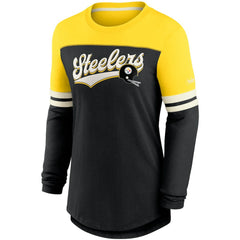 Nike Pittsburgh Steelers Women's Retro Script Performance Tri-Blend Long Sleeve T-Shirt Black/Gold