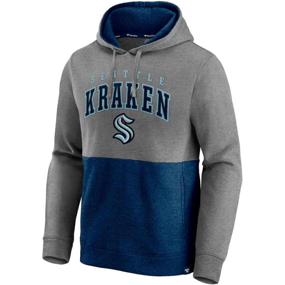 Seattle Kraken Fanatics Block Party Classic Arch Signature Pullover Hoodie - Heathered Gray/Deep Sea Blue - NHL 4193812
