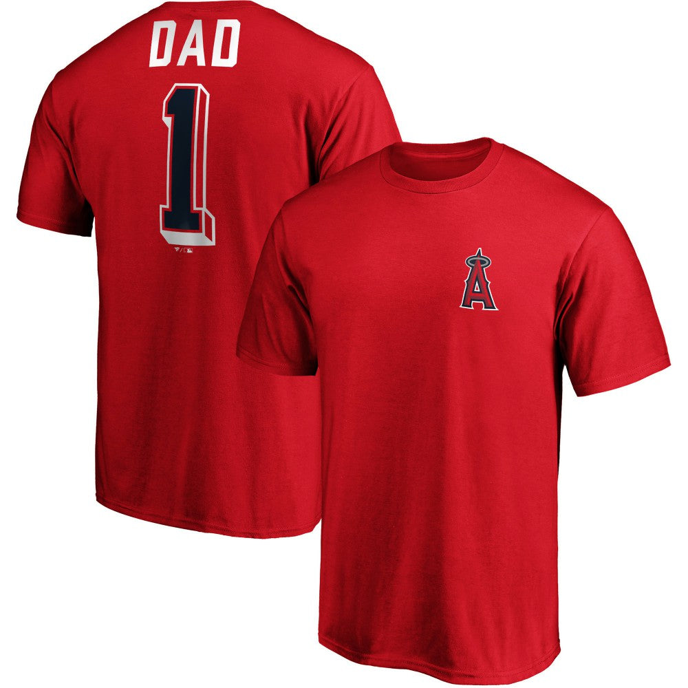 Los Angeles Angels Fanatics Number One Dad Team T-Shirt - Red - Fanatics Lifestyle