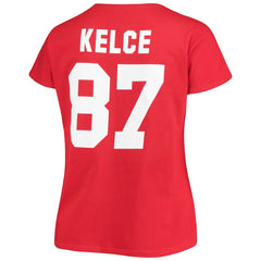 Travis Kelce Kansas City Chiefs Women's Plus Size Fair Catch Name & Number Scoop Neck T-Shirt Red