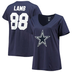 Fanatics CeeDee Lamb Dallas Cowboys Women's Plus Size Name & Number V-Neck T-Shirt Navy