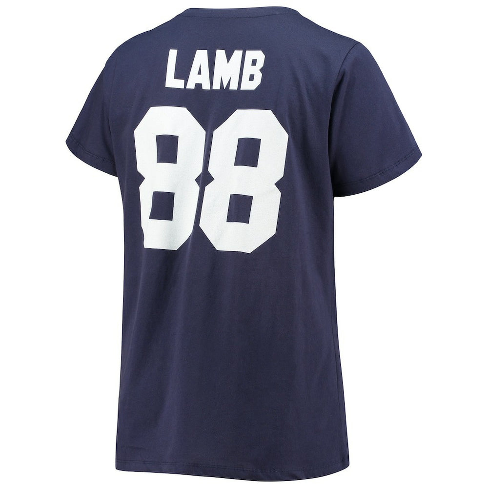 Fanatics CeeDee Lamb Dallas Cowboys Women's Plus Size Name & Number V-Neck T-Shirt Navy