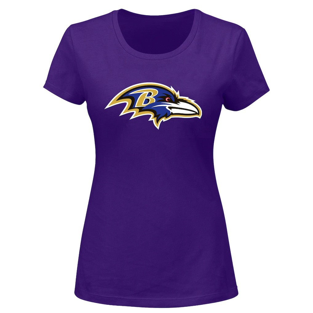 Fanatics Lamar Jackson Baltimore Ravens Women's Plus Size Name & Number V-Neck T-Shirt Purple