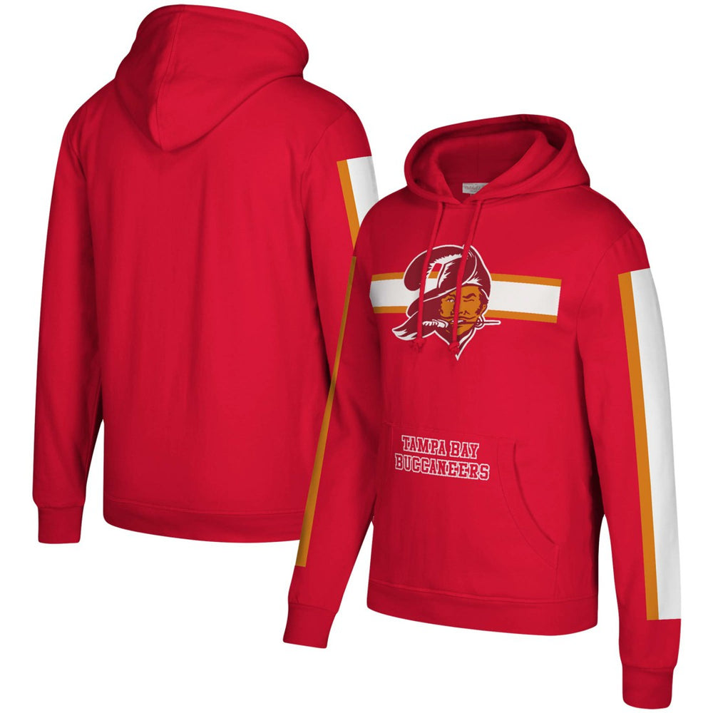 Mitchell & Ness Tampa Bay Buccaneers Three Stripe Pullover Hoodie Red