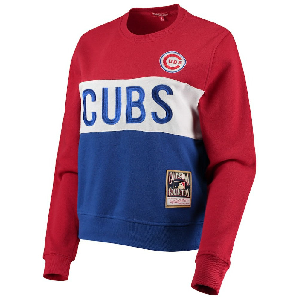 Chicago Cubs Mitchell & Ness Women's Color Block 2.0 Pullover Sweatshirt - Royal - Mitchell & Ness Sale