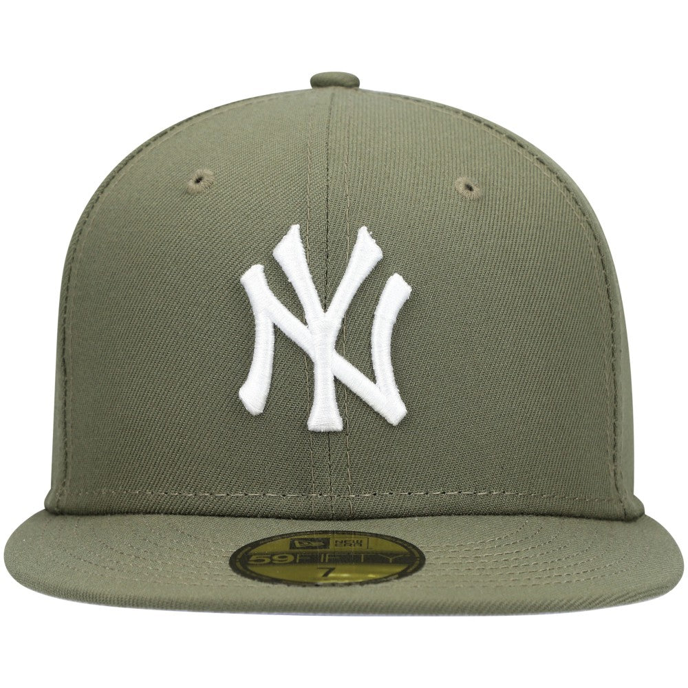 New York Yankees New Era White Logo 59FIFTY Fitted Hat - Olive - New Era Lifestyle