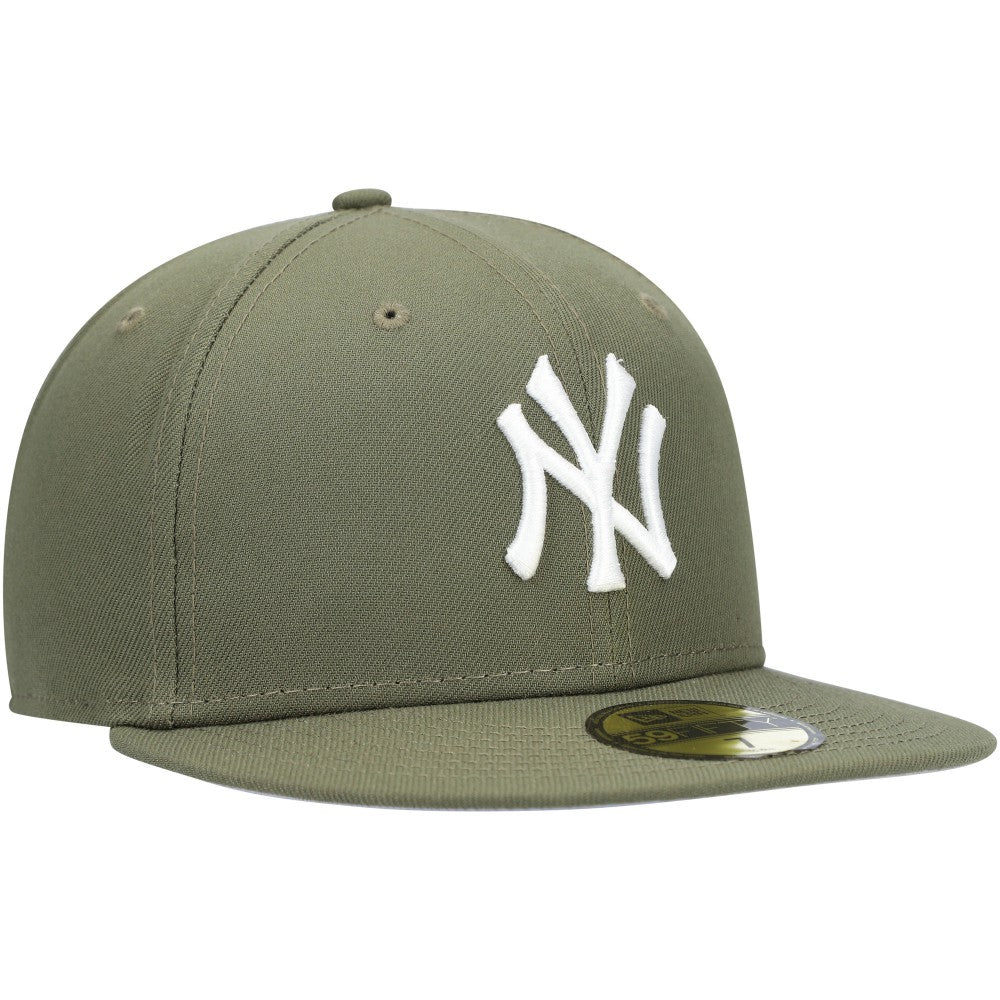 New York Yankees New Era White Logo 59FIFTY Fitted Hat - Olive - New Era Lifestyle