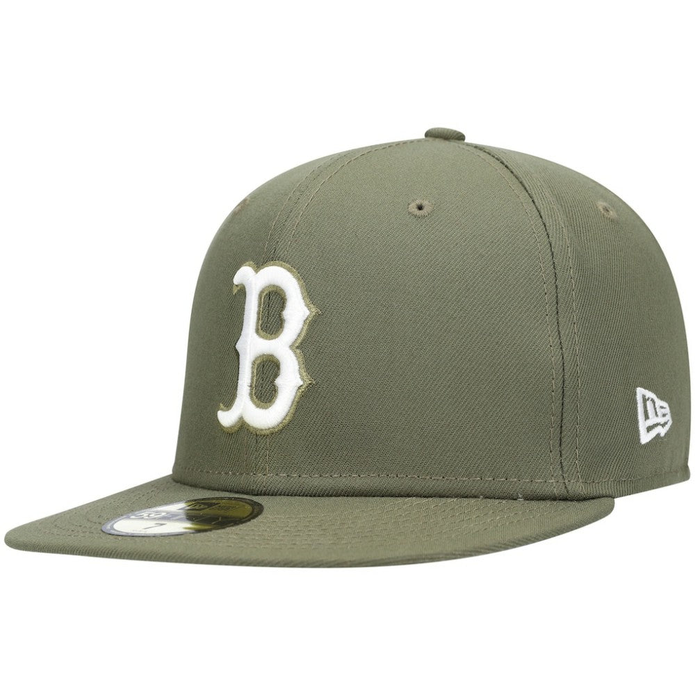 Boston Red Sox New Era White Logo 59FIFTY Fitted Hat - Olive - New Era Sale