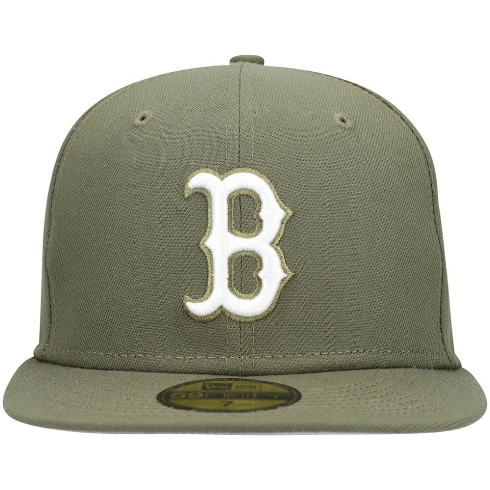 Boston Red Sox New Era White Logo 59FIFTY Fitted Hat - Olive - New Era Sale